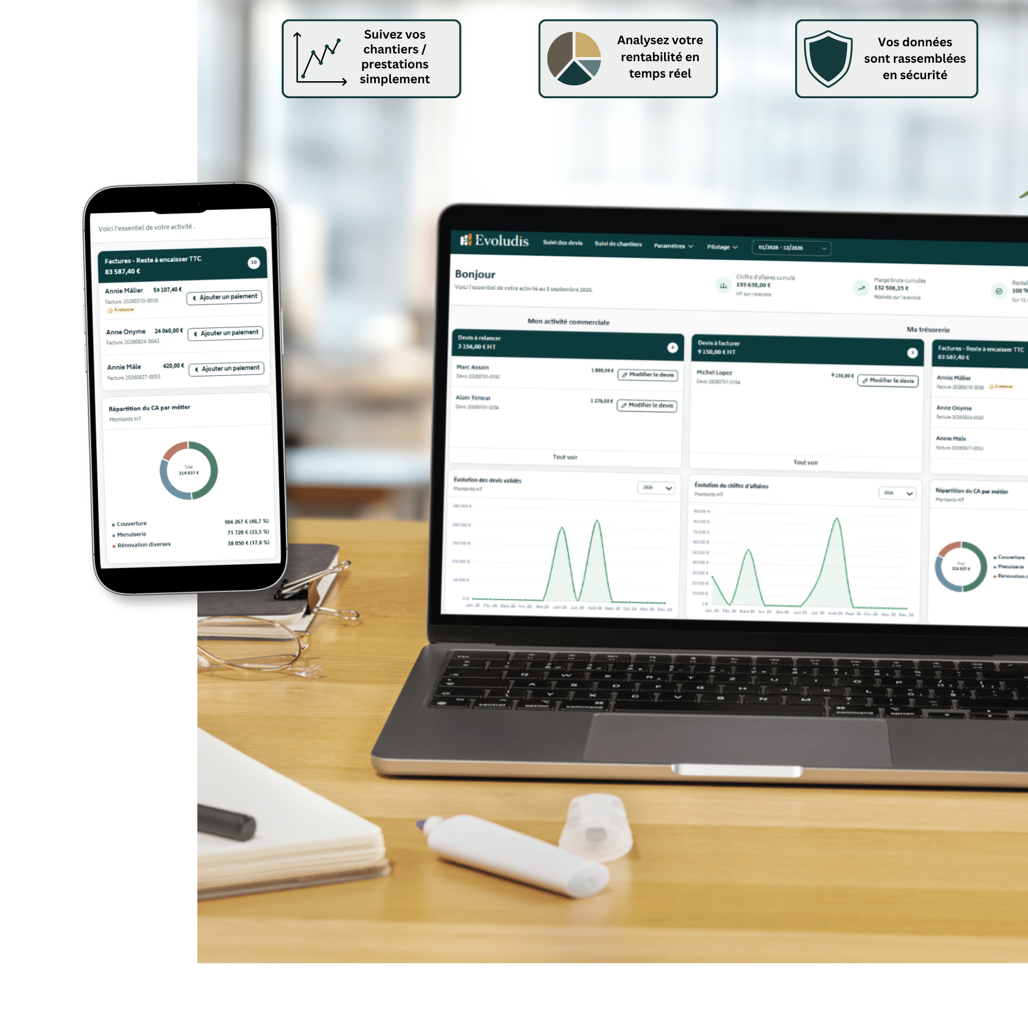 Documents comptables et calculatrice